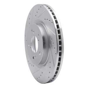 Acura TL Brake Rotor (1) - Front Left - R1 Concepts - Drilled & Slotted - Silver - `09-`14